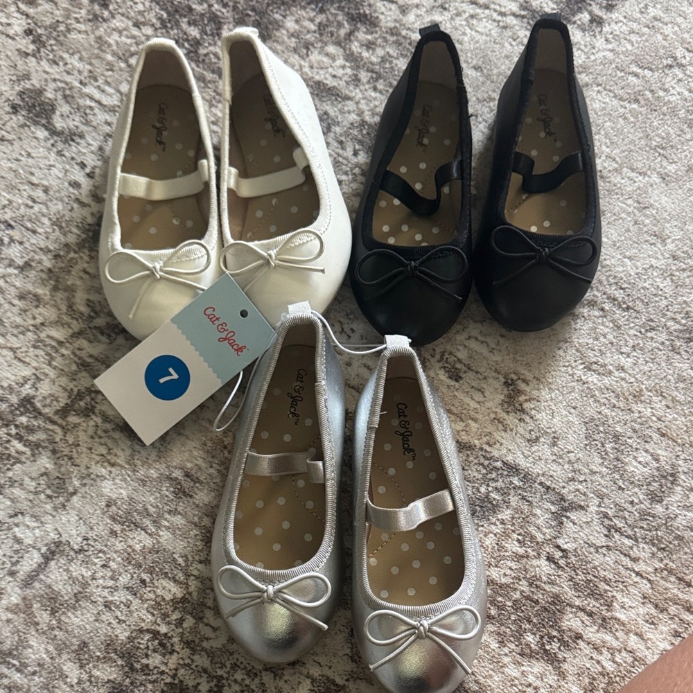 Cat & Jack Kids Dress Shoes - White, Black, Silver